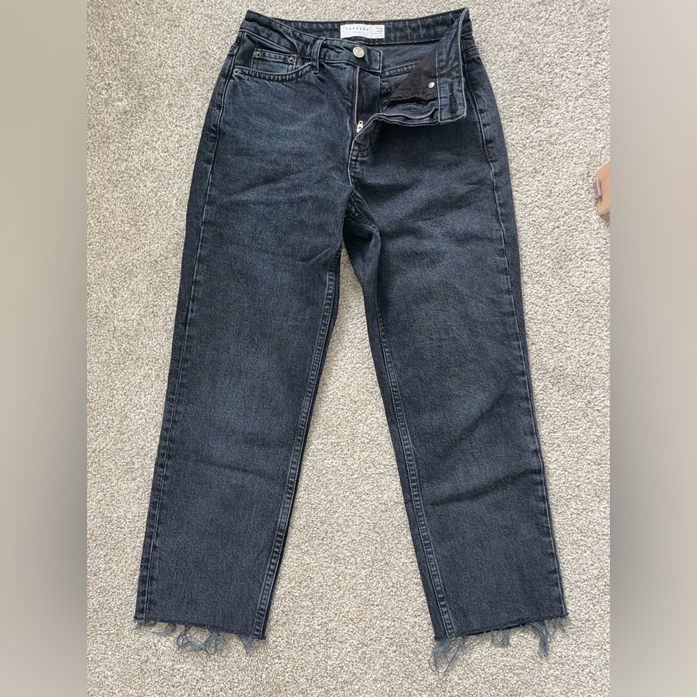 Topshop Straight Relaxed Dark Gray Jeans W25